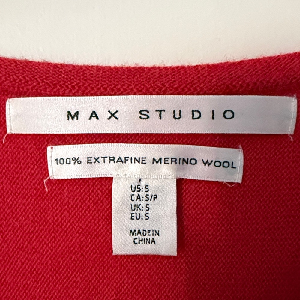 Max Studio 100% extrafine merino wool Long Sleeve Tunic Burned Red‎ Sweater - Picture 2 of 3